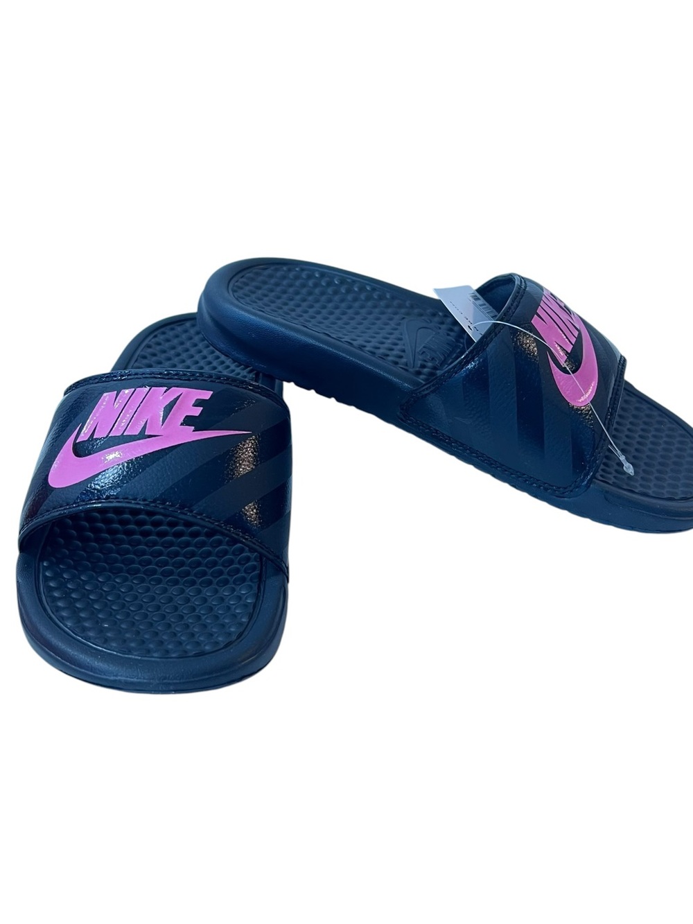 Nike Benassi JDI Slide Sandals Womens New Black Vivid Pink